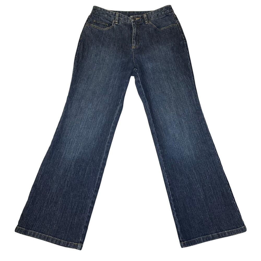 Talbots Petites Stretch Womens Bootcut Jeans Dark Wash Denim Classic Fit Size 10